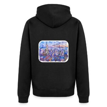 USA Aquarellskizze Handgezeichnete Illustration - Unisex Premium Bio Zip Hoodie - Schwarz - Hinten - Nico (187cm)