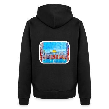 Marrakesch Marokko Aquarell Skizze gezeichnet Paintin - Unisex Premium Bio Zip Hoodie - Schwarz - Hinten - Nico (187cm)