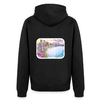 Marrakech Morrocco Aquarelle Esquisse Dessinée Peinture - Veste à capuche bio Premium Unisexe - noir - Dos - Nico (187cm)