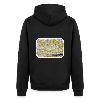 Monaco Landmark Aquarell Skizze Farbe Zeichnung - Unisex Premium Bio Zip Hoodie - Schwarz - Hinten - Nico (187cm)