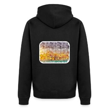 Istanbul Turkey Watercolor Sketch Illustration - Unisex Premium Organic Zip Hoodie - black - Back - Nico (187cm)