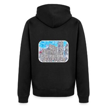 Florence Italie Aquarelle Esquisse Peinture Dessinée - Veste à capuche bio Premium Unisexe - noir - Dos - Nico (187cm)
