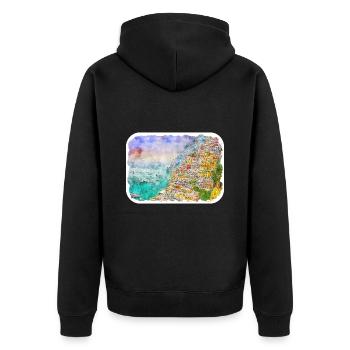 Positano Italy Watercolor Sketch Drawn Illustratio - Unisex Premium Organic Zip Hoodie - black - Back - Nico (187cm)