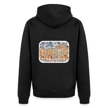 Madrid Spain Watercolor Sketch Drawn Painting - Unisex Premium Organic Zip Hoodie - black - Back - Nico (187cm)