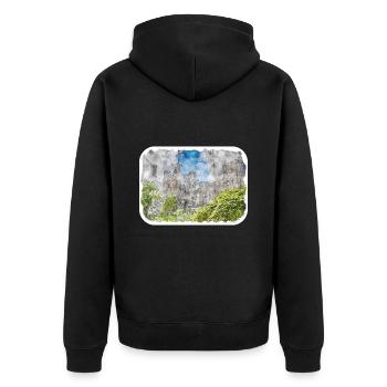England UK Watercolor Sketch Drawn Illustration - Unisex Premium Organic Zip Hoodie - black - Back - Nico (187cm)