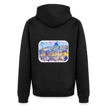 Rom Italien Aquarell Skizze Gemälde Illustration - Unisex Premium Bio Zip Hoodie - Schwarz - Hinten - Nico (187cm)