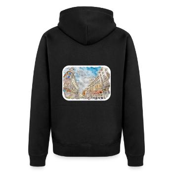 Madrid Spain Watercolor Sketch Painting Drawing - Unisex Premium Organic Zip Hoodie - black - Back - Nico (187cm)