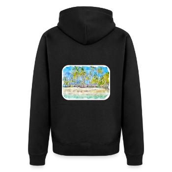 Maldives Watercolor Sketch Hand Drawn Illustration - Unisex Premium Organic Zip Hoodie - black - Back - Nico (187cm)