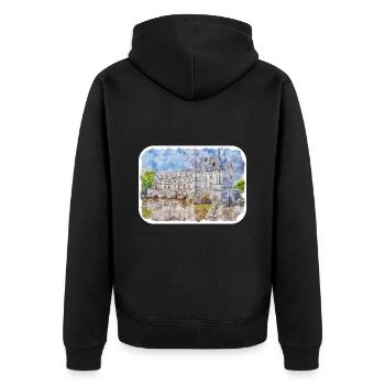 Frankreich Aquarellskizze Handgezeichnete Illustration - Unisex Premium Bio Zip Hoodie - Schwarz - Hinten - Nico (187cm)