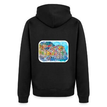 Positano Italie Aquarelle Sketch Illustration - Veste à capuche bio Premium Unisexe - noir - Dos - Nico (187cm)