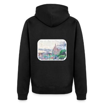 San Miguel De Allende Mexique Aquarelle Esquisse Dra - Veste à capuche bio Premium Unisexe - noir - Dos - Nico (187cm)
