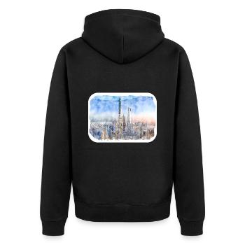 Shanghai Chine Aquarelle Esquisse Dessin Dessiné - Veste à capuche bio Premium Unisexe - noir - Dos - Nico (187cm)