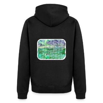 Norvège Aquarelle Esquisse Dessinée à la main Illustration - Veste à capuche bio Premium Unisexe - noir - Dos - Nico (187cm)