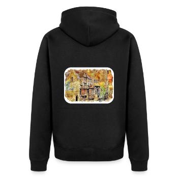 Bruges Belgium Watercolor Sketch Drawn Illustratio - Unisex Premium Organic Zip Hoodie - black - Back - Nico (187cm)