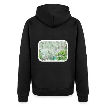 Esquisse d’aquarelle de Chine Illustration dessinée à la main - Veste à capuche bio Premium Unisexe - noir - Dos - Nico (187cm)