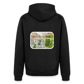 Sorrente Italie Aquarelle Esquisse Dessinée Peinture - Veste à capuche bio Premium Unisexe - noir - Dos - Nico (187cm)