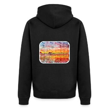 Kalifornien USA Aquarell Skizze zeichnen Zeichnung - Unisex Premium Bio Zip Hoodie - Schwarz - Hinten - Nico (187cm)