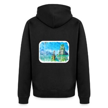 Philippines Aquarelle Sketch Drawn Illustration - Veste à capuche bio Premium Unisexe - noir - Dos - Nico (187cm)