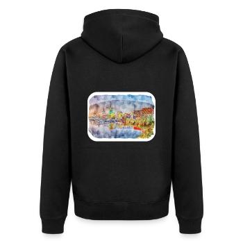 Niederlande Aquarell Skizze gezeichnete Illustration - Unisex Premium Bio Zip Hoodie - Schwarz - Hinten - Nico (187cm)