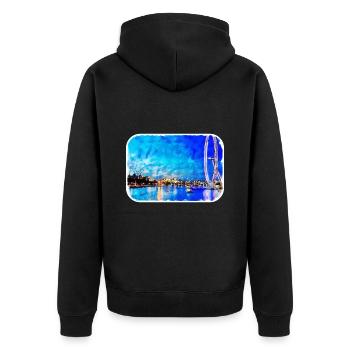 Londres UK Aquarelle Esquisse Dessinée à la Main Peinture - Veste à capuche bio Premium Unisexe - noir - Dos - Nico (187cm)