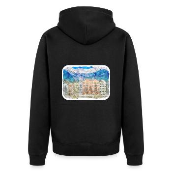 Autriche Aquarelle Esquisse Dessinée à la main Illustration - Veste à capuche bio Premium Unisexe - noir - Dos - Nico (187cm)