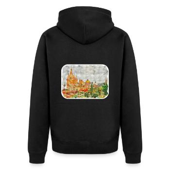 San Miguel De Allende Mexique Aquarelle Esquisse Dra - Veste à capuche bio Premium Unisexe - noir - Dos - Nico (187cm)