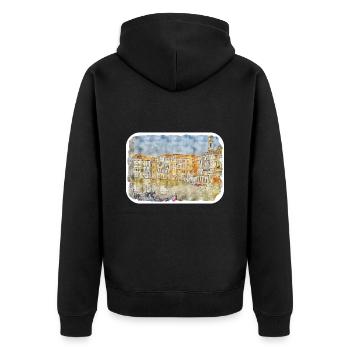 Italy Watercolor Sketch Hand Drawn Illustration - Unisex Premium Organic Zip Hoodie - black - Back - Nico (187cm)