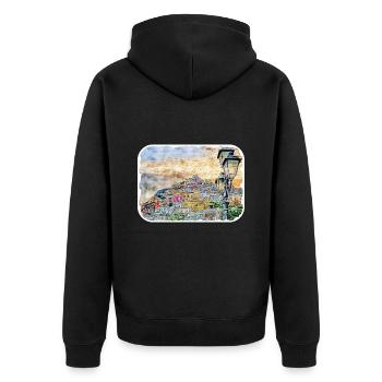 Positano Italy Watercolor Sketch Drawn Illustratio - Unisex Premium Organic Zip Hoodie - black - Back - Nico (187cm)
