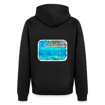 Maldives Watercolor Sketch Hand Drawn Illustration - Unisex Premium Organic Zip Hoodie - black - Back - Nico (187cm)