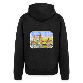 Allemagne Aquarelle Esquisse Dessinée à la main Illustration - Veste à capuche bio Premium Unisexe - noir - Dos - Nico (187cm)