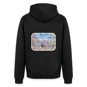 Pays-Bas Aquarelle Esquisse Dessinée Illustration - Veste à capuche bio Premium Unisexe - noir - Dos - Nico (187cm)