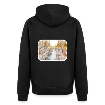 Italy Watercolor Sketch Hand Drawn Illustration - Unisex Premium Organic Zip Hoodie - black - Back - Nico (187cm)