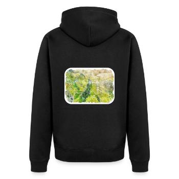Schottland UK Aquarellskizze Gezeichnete Illustration - Unisex Premium Bio Zip Hoodie - Schwarz - Hinten - Nico (187cm)