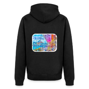 Istanbul Turkey Watercolor Sketch Draw Drawing - Unisex Premium Organic Zip Hoodie - black - Back - Nico (187cm)