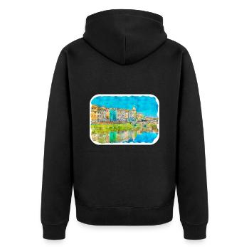 italie croquis aquarelle illustration dessinée à la main - Veste à capuche bio Premium Unisexe - noir - Dos - Nico (187cm)