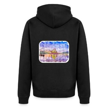 Malaisie Aquarelle Esquisse Dessinée à la Main Illustration - Veste à capuche bio Premium Unisexe - noir - Dos - Nico (187cm)