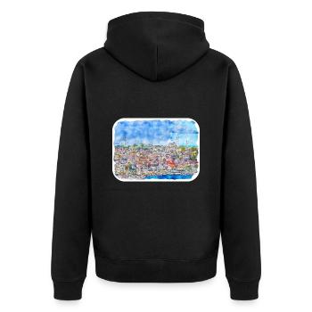 Dinde Aquarelle Esquisse Dessinée à la main Illustration - Veste à capuche bio Premium Unisexe - noir - Dos - Nico (187cm)