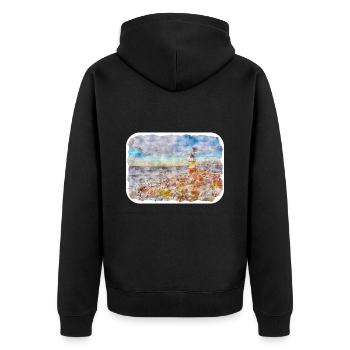 Norvège Aquarelle Esquisse Dessinée à la main Illustration - Veste à capuche bio Premium Unisexe - noir - Dos - Nico (187cm)