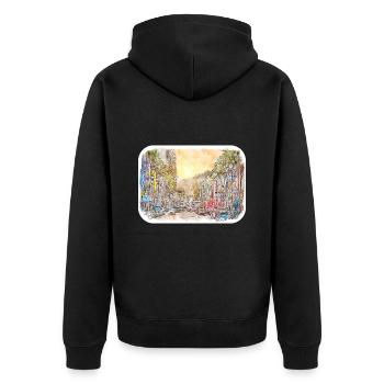 Illustration de croquis aquarelle Los Angeles USA - Veste à capuche bio Premium Unisexe - noir - Dos - Nico (187cm)
