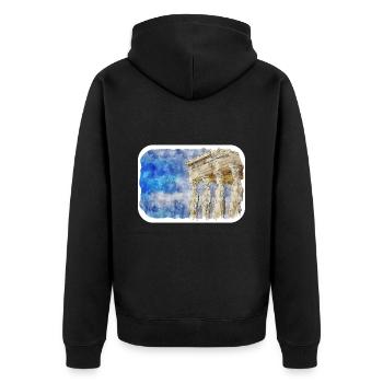 Athènes Grèce Aquarelle Esquisse Dessinée Peinture - Veste à capuche bio Premium Unisexe - noir - Dos - Nico (187cm)