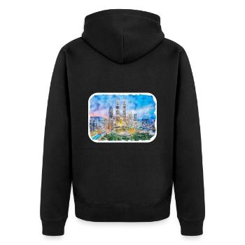 Malaisie Aquarelle Esquisse Dessinée à la Main Illustration - Veste à capuche bio Premium Unisexe - noir - Dos - Nico (187cm)