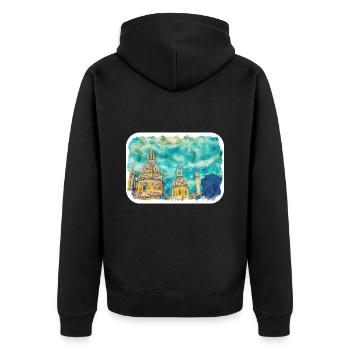 Rome Italie croquis aquarelle peinture dessinée à la main - Veste à capuche bio Premium Unisexe - noir - Dos - Nico (187cm)