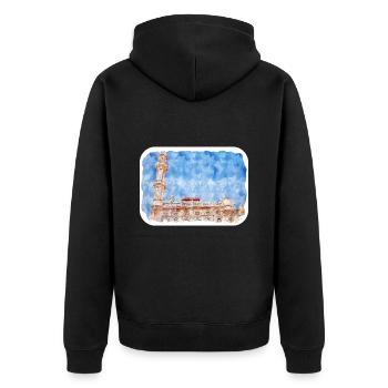 Mumbai India Watercolor Sketch Drawn Painting - Unisex Premium Organic Zip Hoodie - black - Back - Nico (187cm)