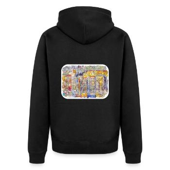 Europe croquis aquarelle illustration dessinée à la main - Veste à capuche bio Premium Unisexe - noir - Dos - Nico (187cm)