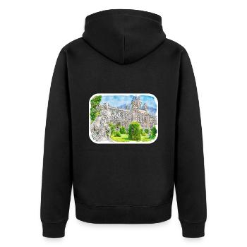 Autriche Aquarelle Esquisse Dessinée à la main Illustration - Veste à capuche bio Premium Unisexe - noir - Dos - Nico (187cm)