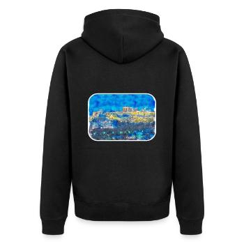 Athènes, grèce, aquarelle, croquis, illustration - Veste à capuche bio Premium Unisexe - noir - Dos - Nico (187cm)