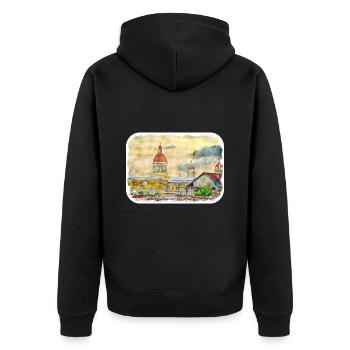 Granada Spanien Aquarell Skizze Zeichnen Zeichnen - Unisex Premium Bio Zip Hoodie - Schwarz - Hinten - Nico (187cm)
