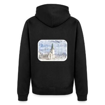 Norvège croquis aquarelle illustration dessinée à la main - Veste à capuche bio Premium Unisexe - noir - Dos - Nico (187cm)