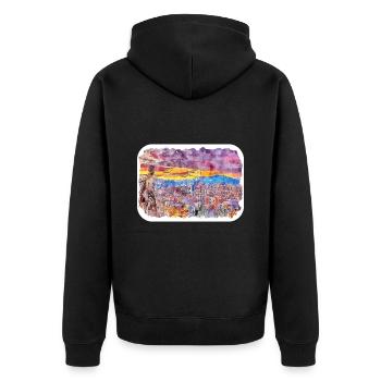 Barcelona Spanien Aquarell Skizze Zeichnen Zeichnen - Unisex Premium Bio Zip Hoodie - Schwarz - Hinten - Nico (187cm)