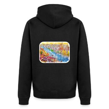 Italy Watercolor Sketch Hand Drawn Illustration - Unisex Premium Organic Zip Hoodie - black - Back - Nico (187cm)